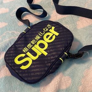 Navy and Neon Green SuperDry Bag